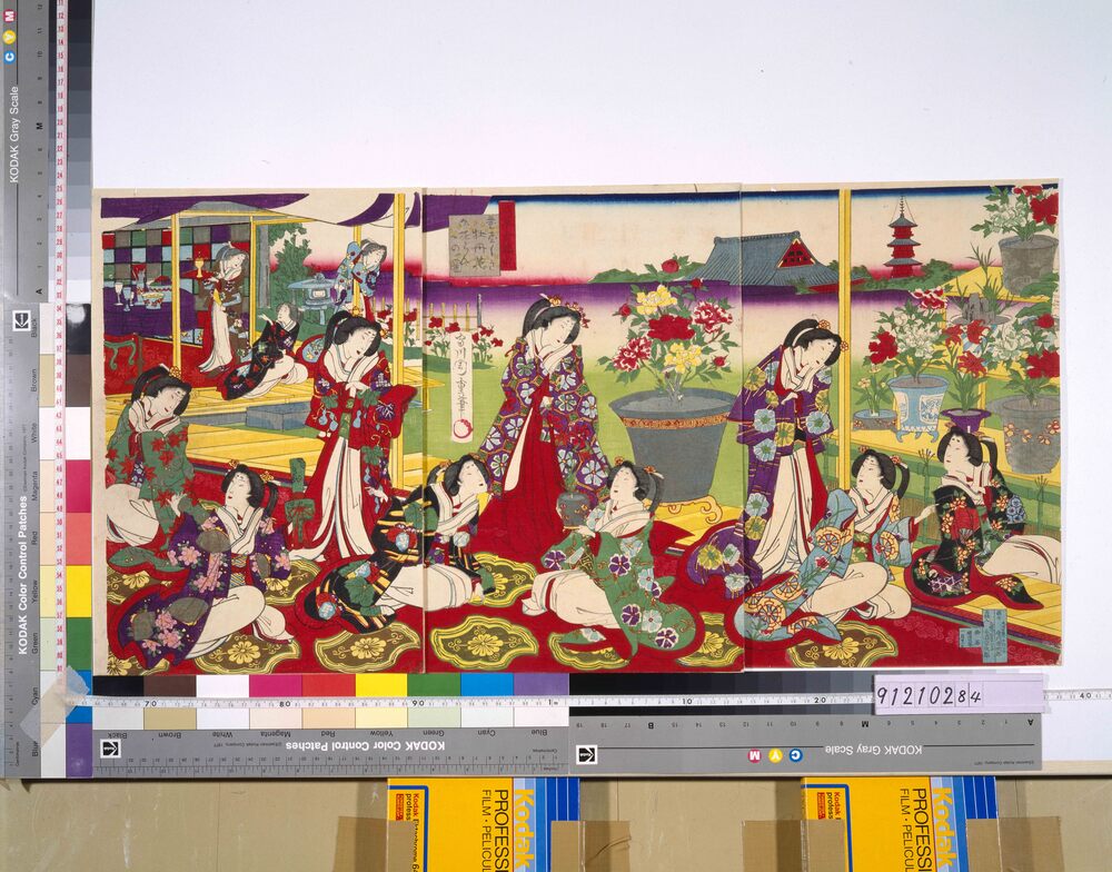 作品画像:浅草金龍山 花屋しき牡丹花御遊らんの図