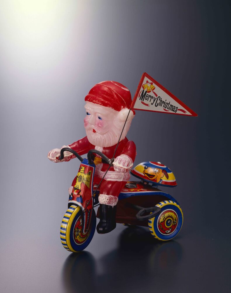 作品画像:セルロイド玩具 サンタクロースと三輪車