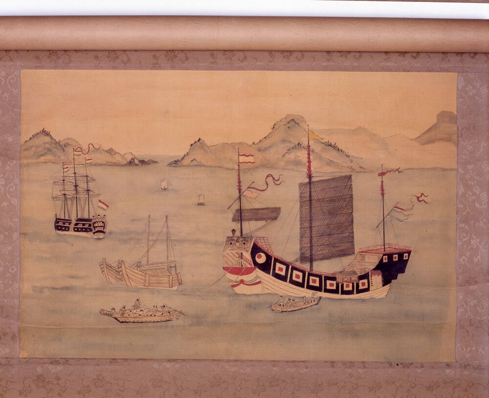 作品画像：[長崎湾唐船蘭船停泊図]