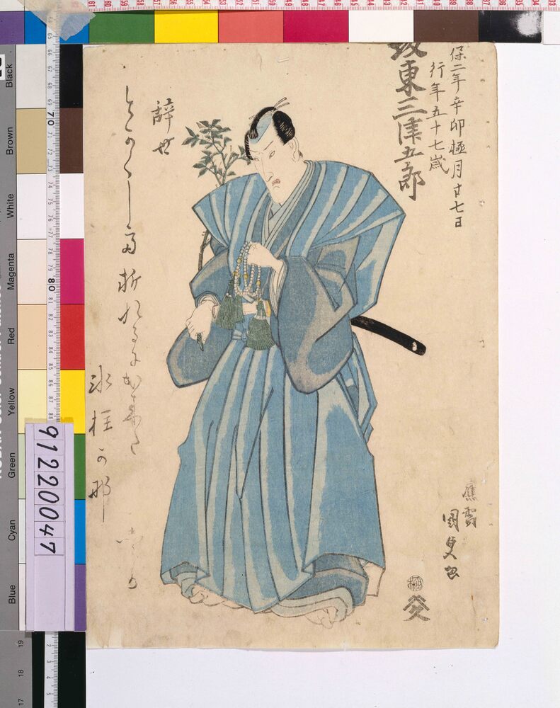 作品画像：三代目坂東三津五郎 死絵 「とかくして」