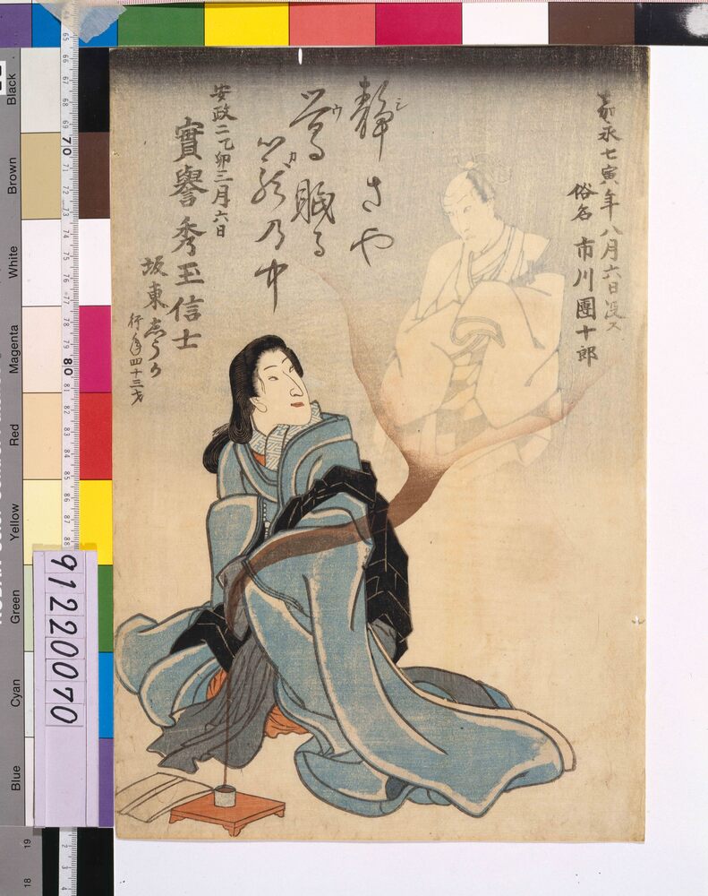 作品画像:八代目市川団十郎 初代坂東しうか 死絵 「静さや」