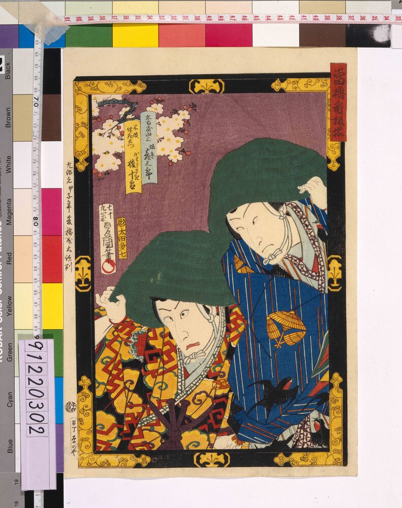 作品画像：当櫓看板揃 「誉曽我皐月念力」 坂東彦三郎と河原崎権十郎