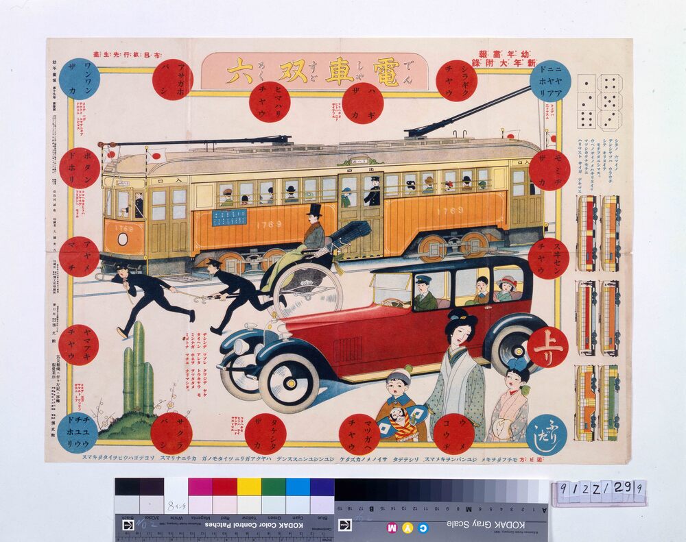 作品画像：電車双六(『幼年画報』19巻1号付録)