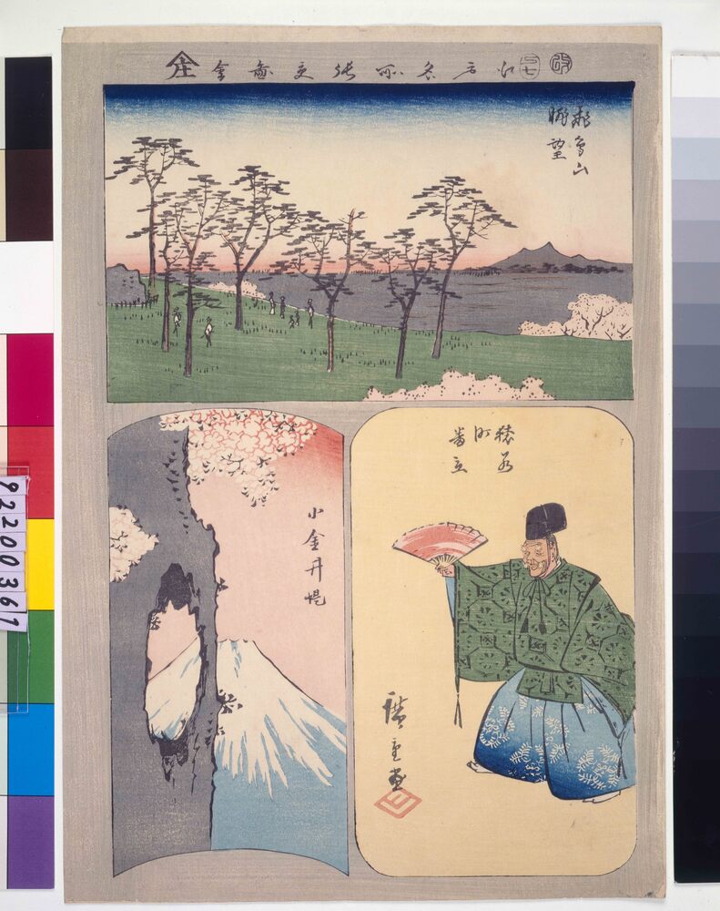 作品画像：江戸名所張交図会 飛鳥山眺望、猿若町番立、小金井堤
