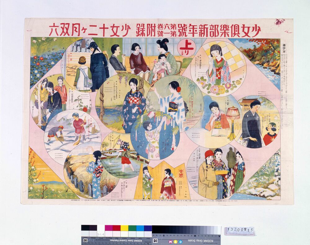 作品画像:少女十二ヶ月双六(『少女倶楽部』6巻1号新年号付録)