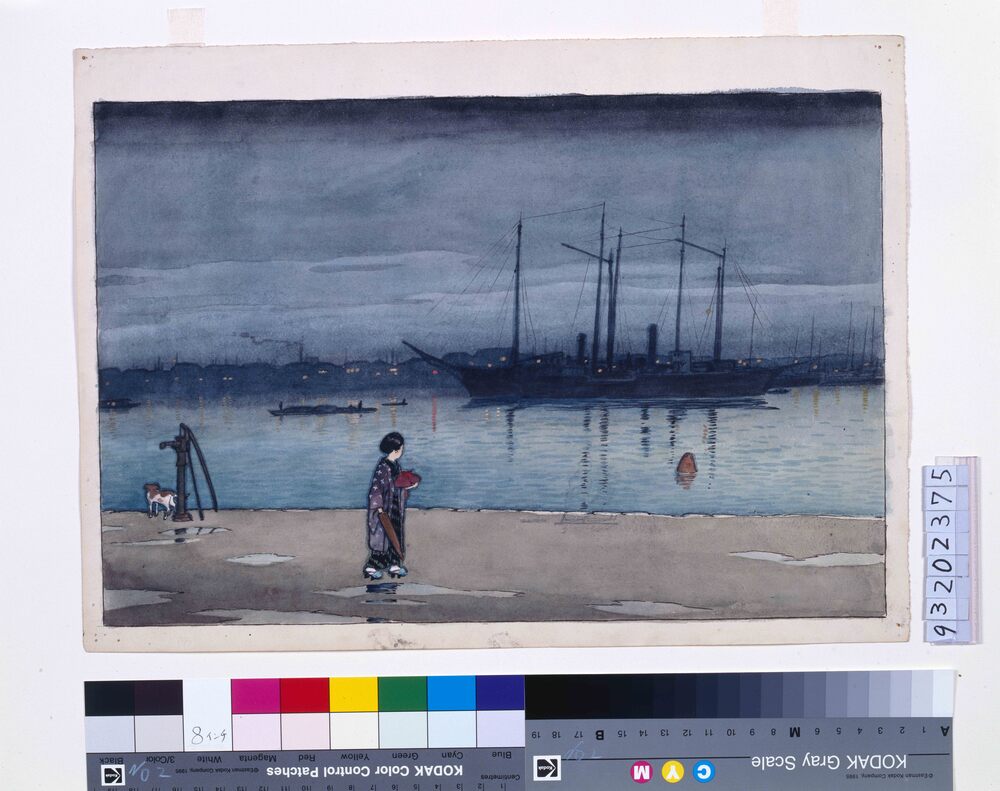 作品画像：東京二十景 明石町の雨後 原画