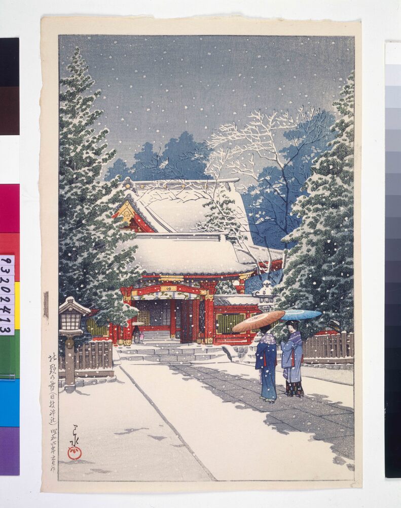 作品画像：社頭の雪(日枝神社) 試摺