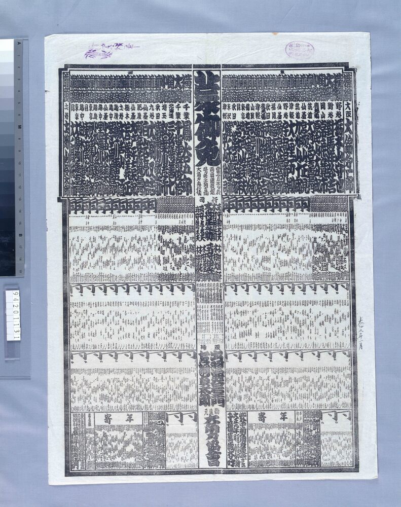 作品画像：両国国技館大角力番付 大正九年一月場所
