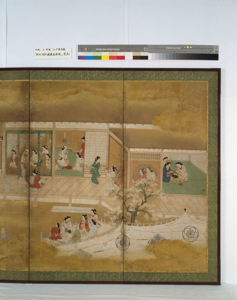 作品画像:邸内邸外遊楽図屏風