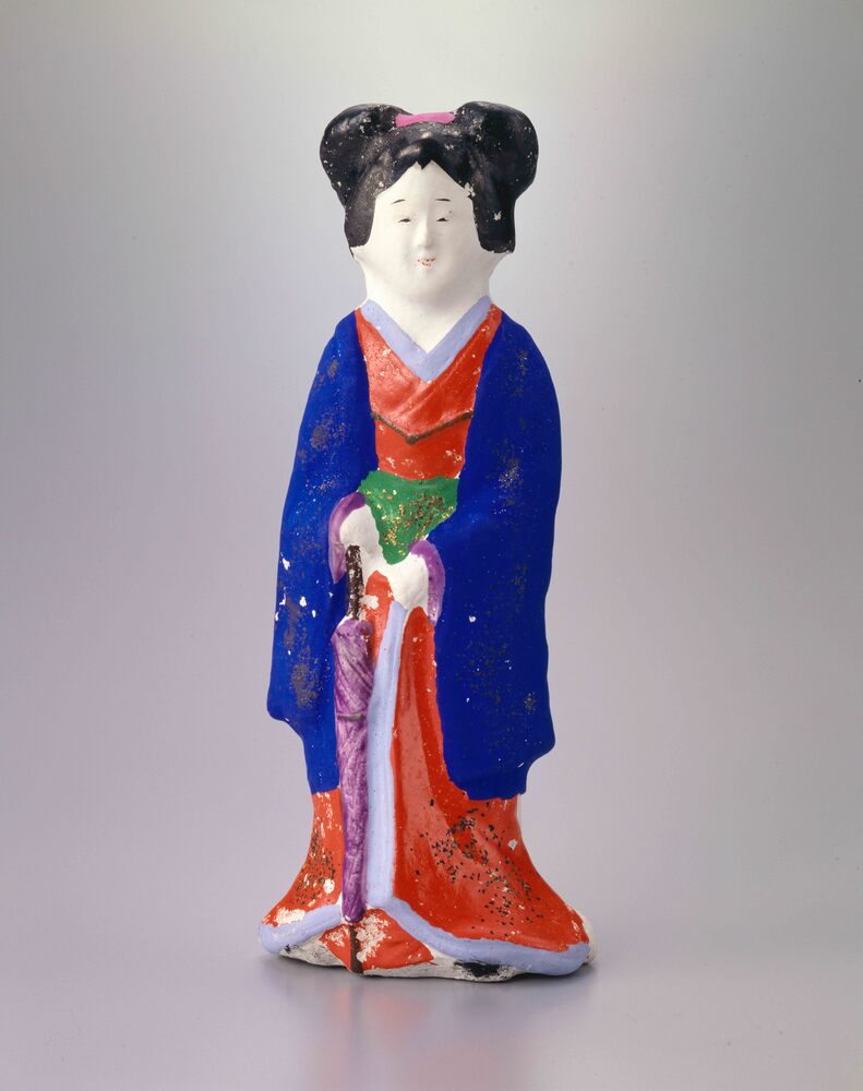 作品画像:今戸人形 姉さんこうもり持ち