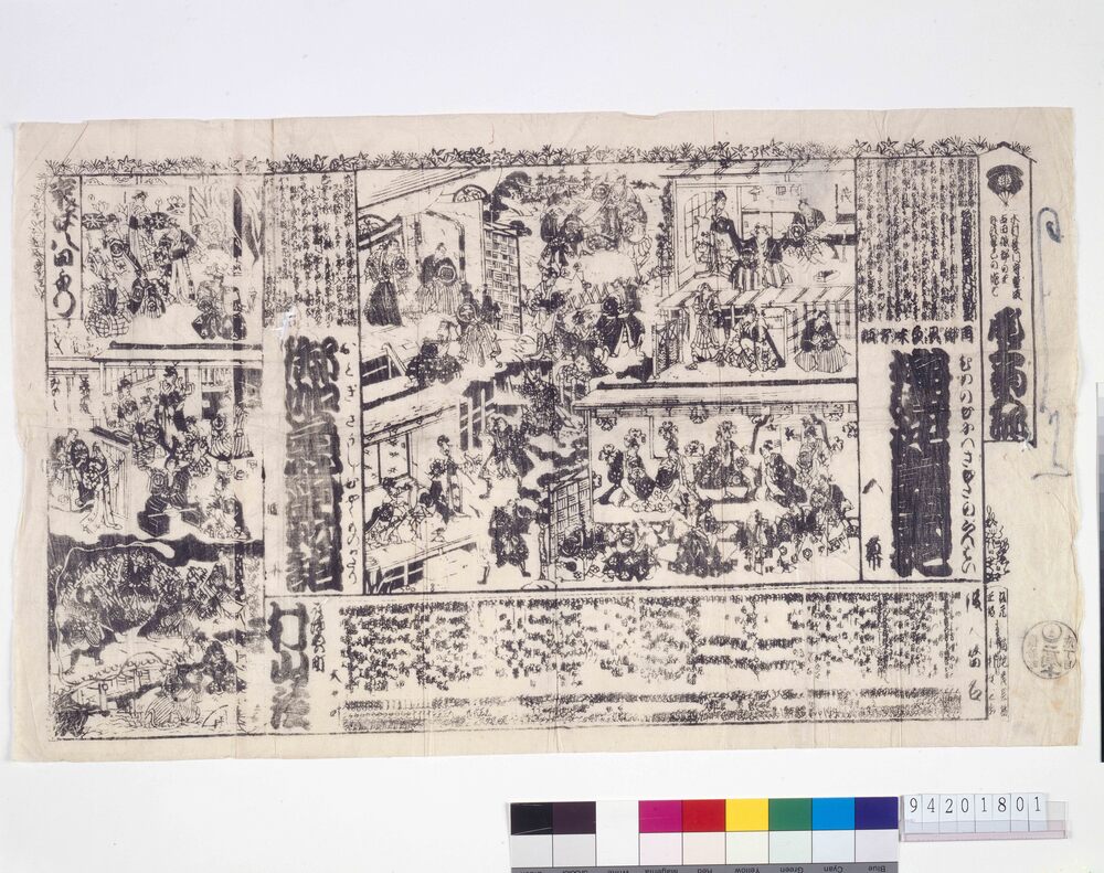 作品画像：村山座辻番付　梅浪花真田軍配　御伽草紙百物語