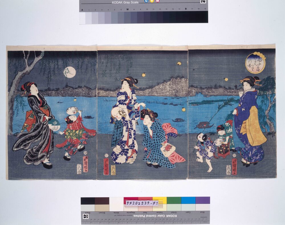 作品画像：向ふ島ほたるかりの図