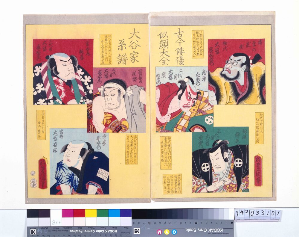 作品画像：古今俳優似顔大全 大谷家系譜