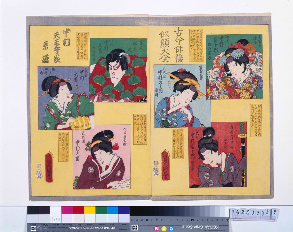 作品画像:古今俳優似顔大全 中村天王寺家系譜