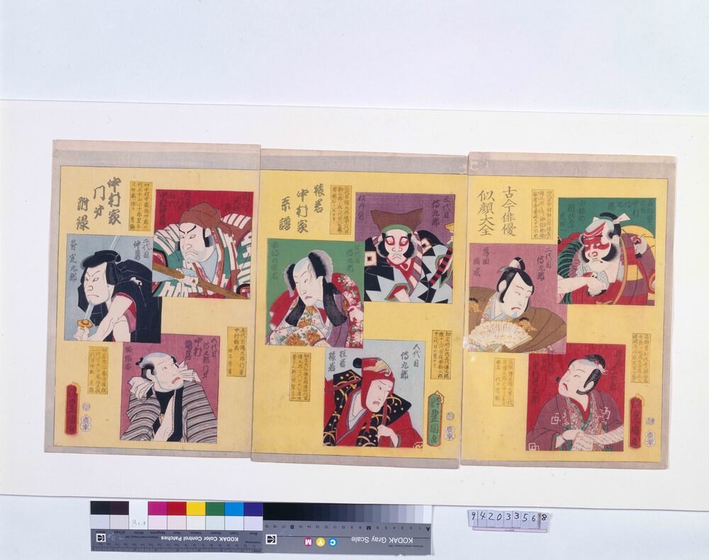 作品画像:古今俳優似顔大全 猿若中村家系譜 中村家門弟附禄