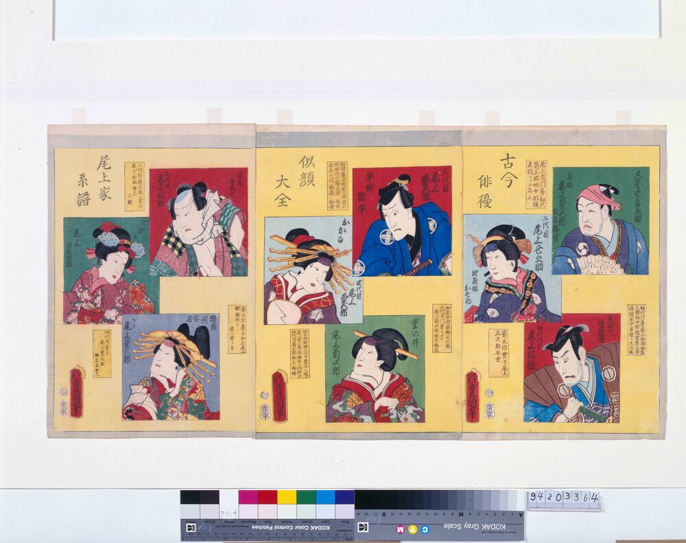 作品画像:古今俳優似顔大全 尾上家系譜