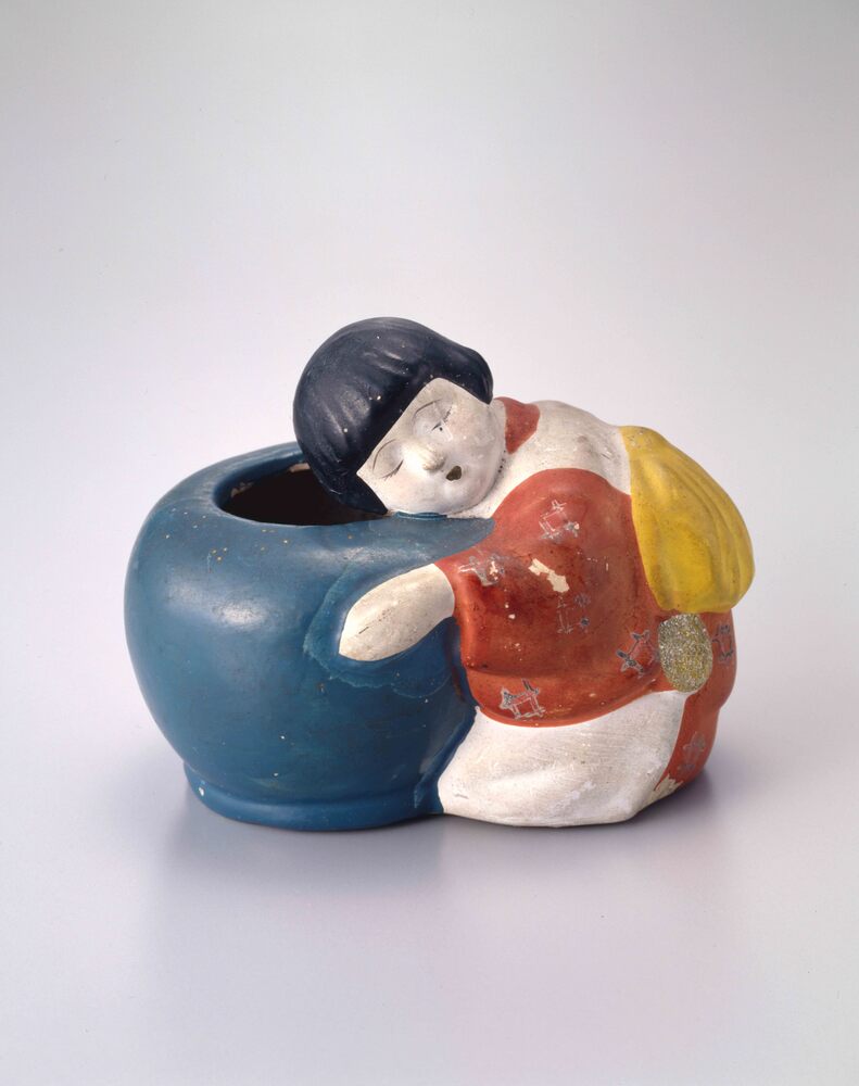 作品画像：陶製人形　子供と火鉢