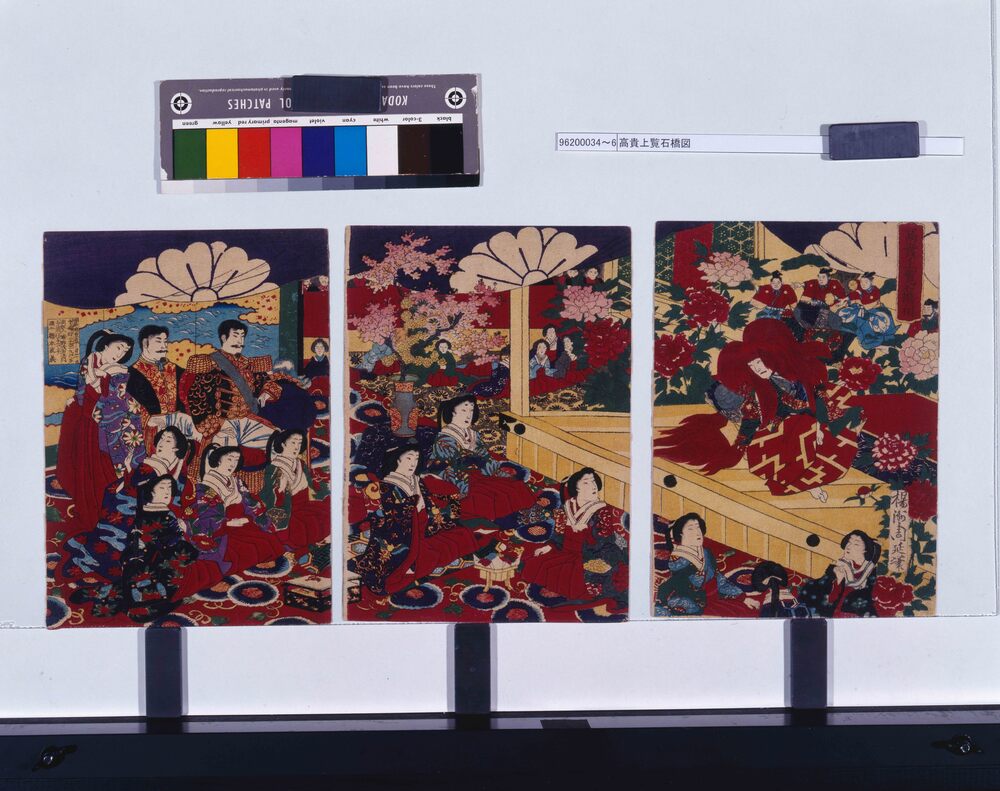 作品画像：縮緬絵　高貴上覧石橋図