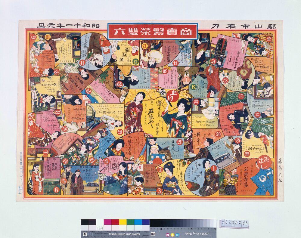 作品画像:商売繁盛双六(郡山市有力商店)