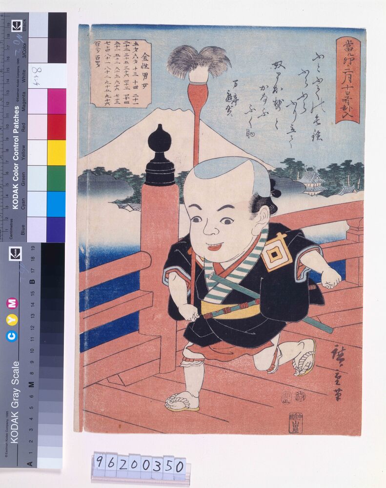 作品画像：安政2年　有卦絵(奴姿の福助)