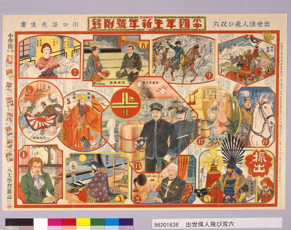 作品画像:出世偉人飛び双六(『小学四年生』8巻10号付録)
