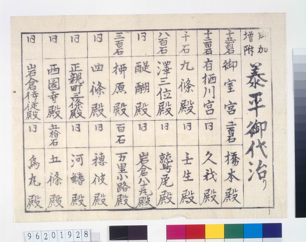 御加増附泰平御代治り