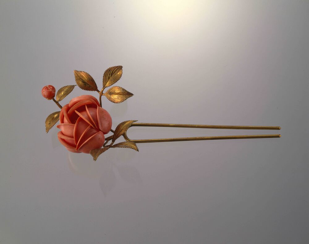 作品画像:真鍮薔薇花簪