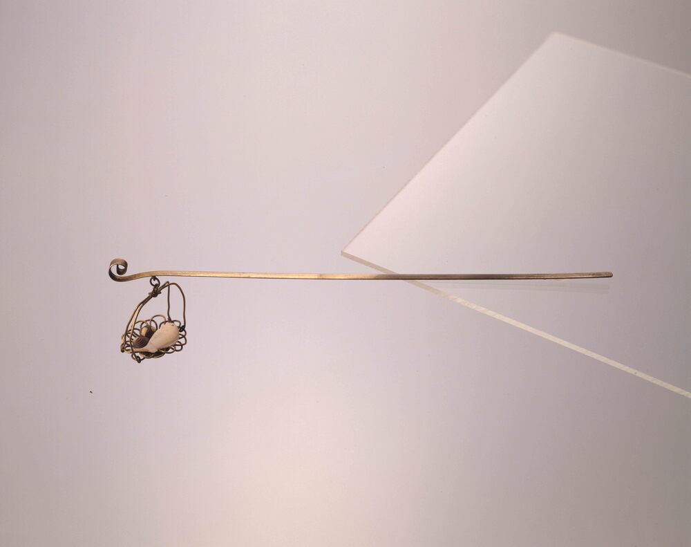 作品画像:銀鍍金篭に鯛貝飾簪