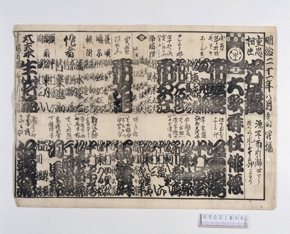 作品画像：辻番付「大歌舞伎俳優 源平布引滝、きられ与三郎」