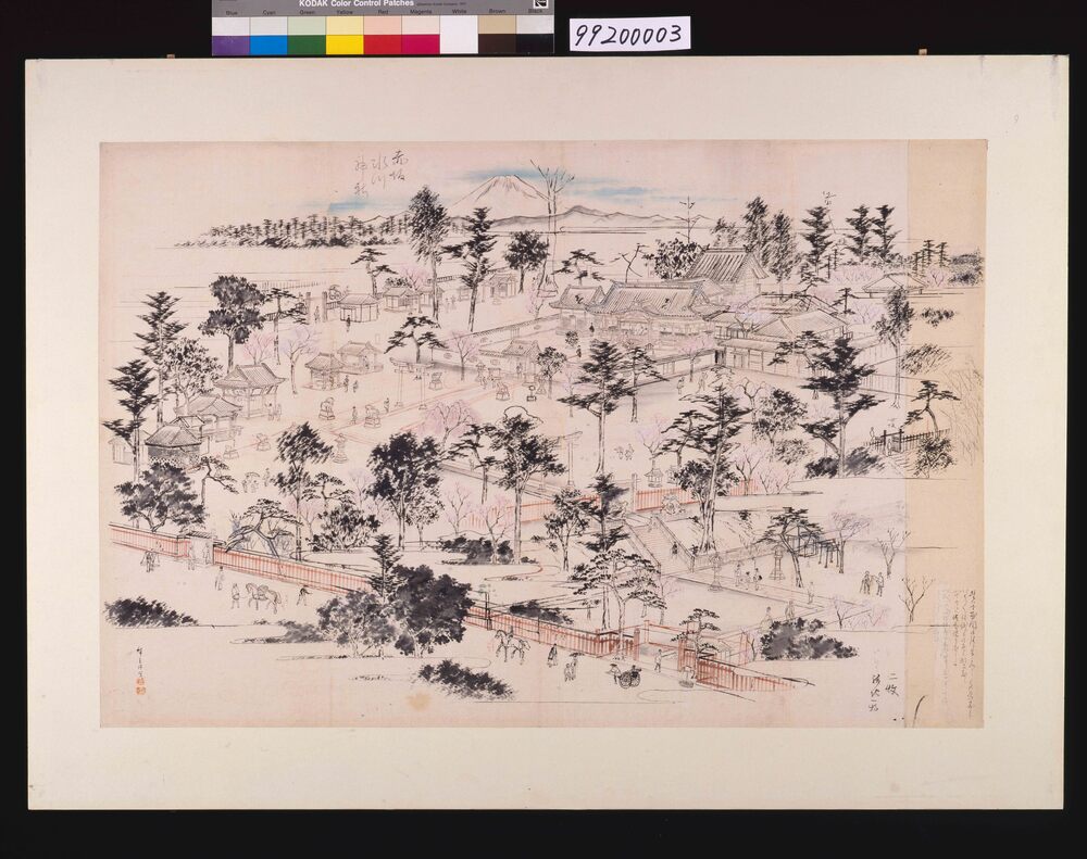作品画像：赤坂氷川神社図(下絵)