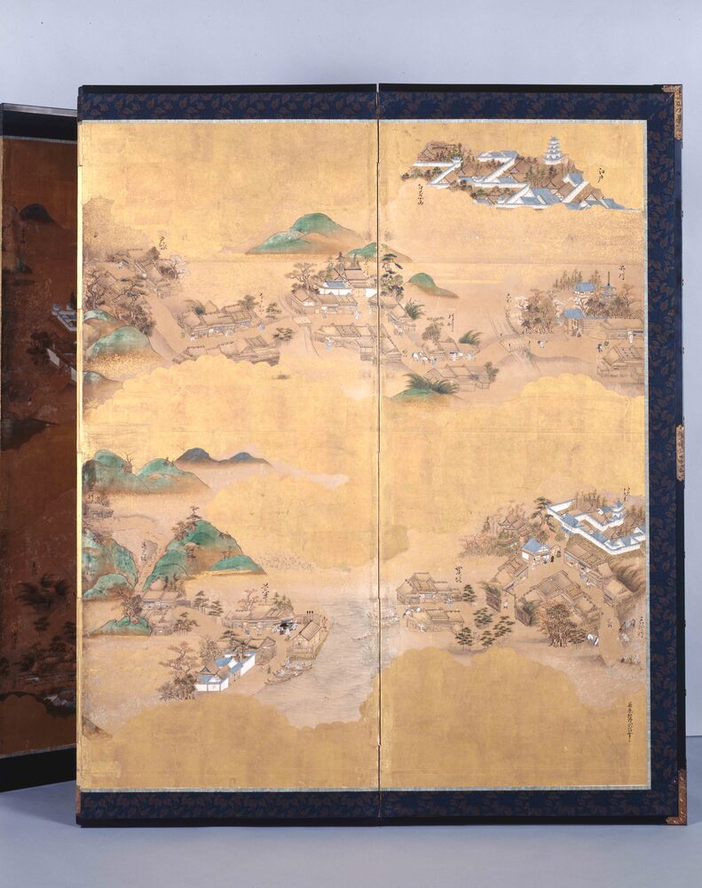 作品画像:東海道五十三次図屏風