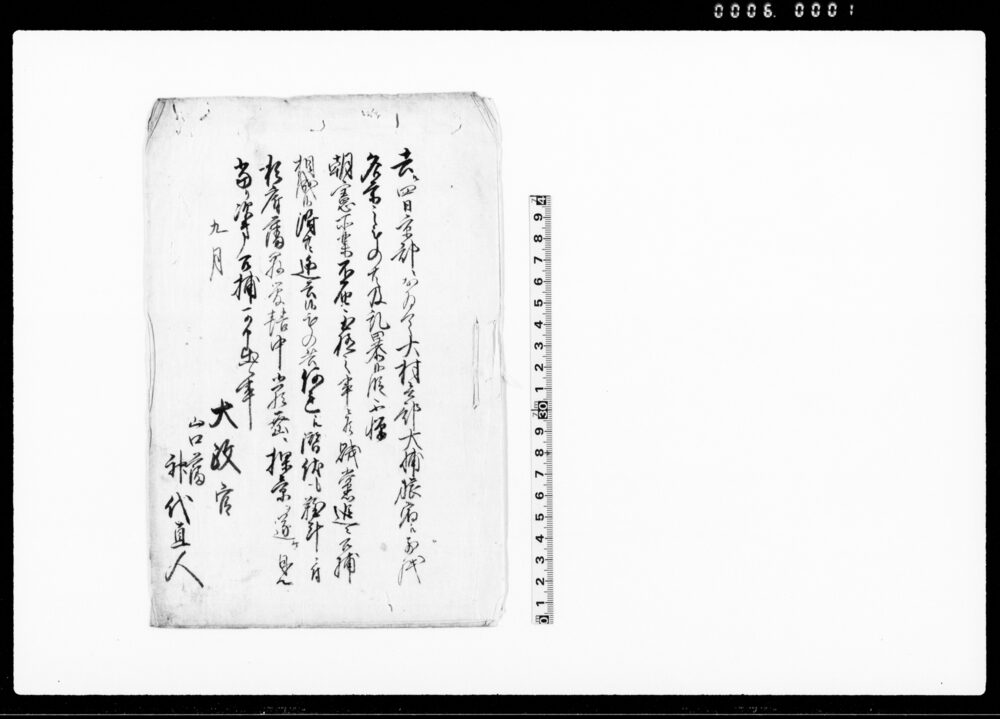 作品画像：（大村兵部大輔乱暴一件にて行衛知れずの者穿鑿の旨につき浦和県達廻状）