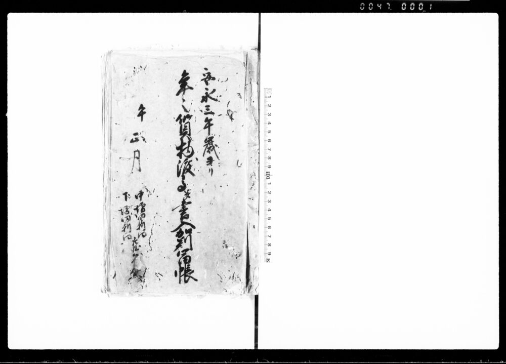 作品画像：安永三午歳ヨリ年々質物渡高并書入加判留帳