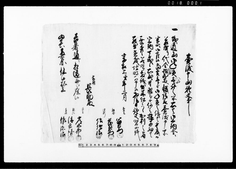 作品画像：売渡申山証文事（上納金差詰りの為代金12両にて城道山売渡証文）他