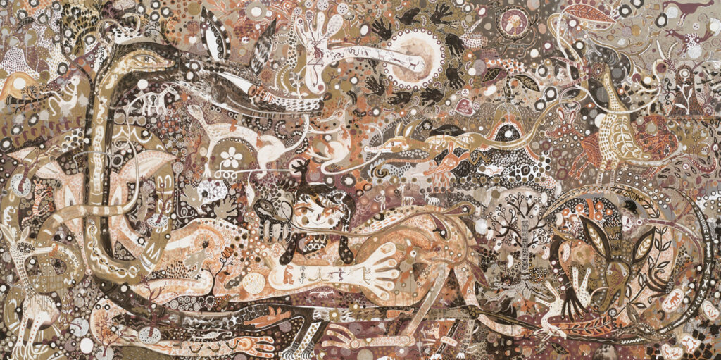 作品画像：泥絵・素足の大地