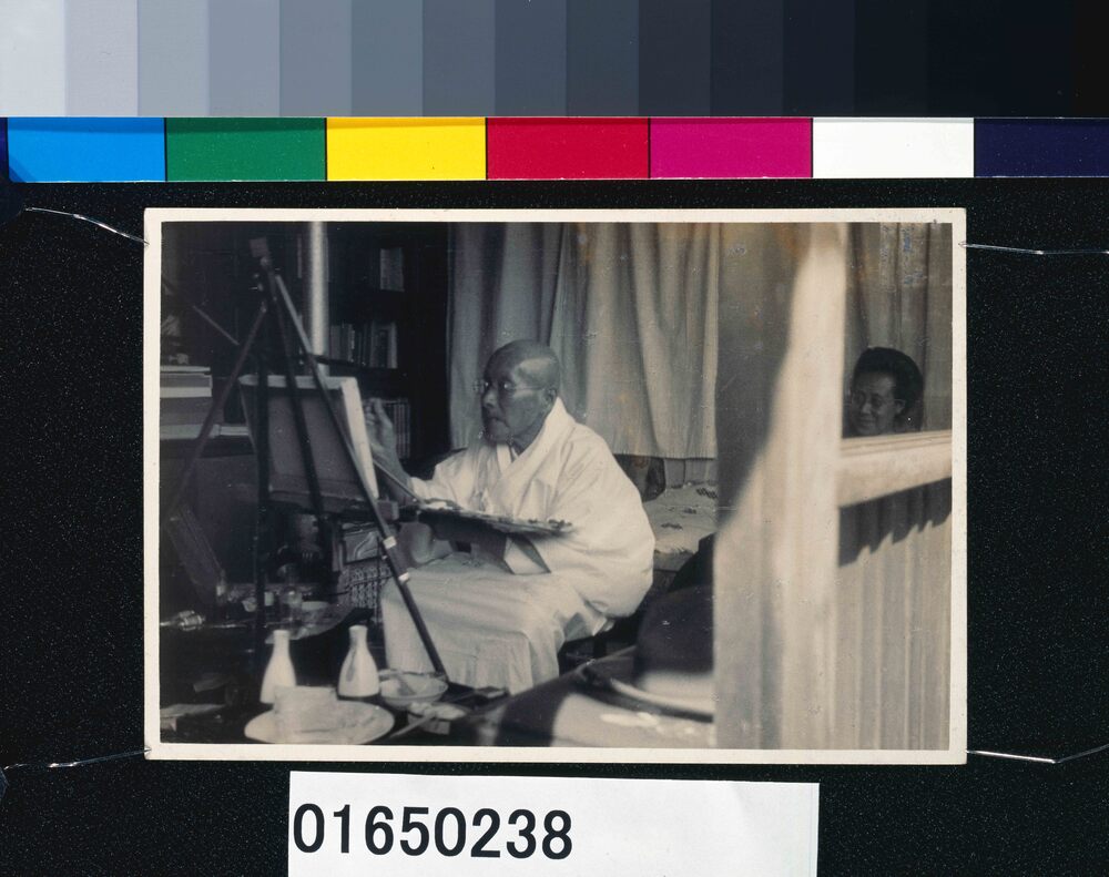 作品画像：川村清雄肖像(描画中の横顔)