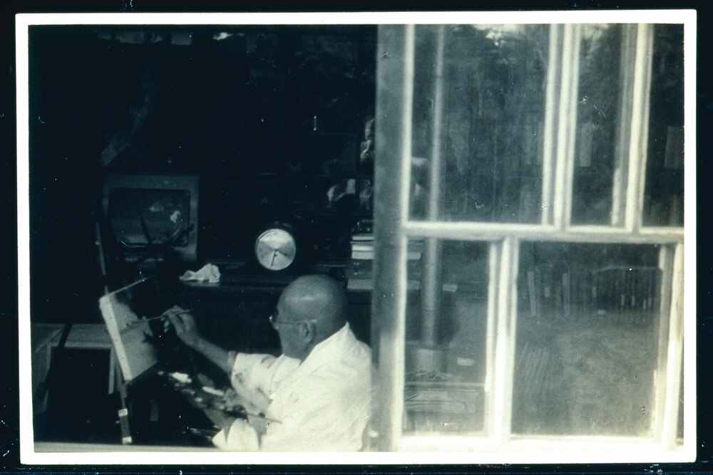 作品画像：川村清雄肖像(描画中の横顔)