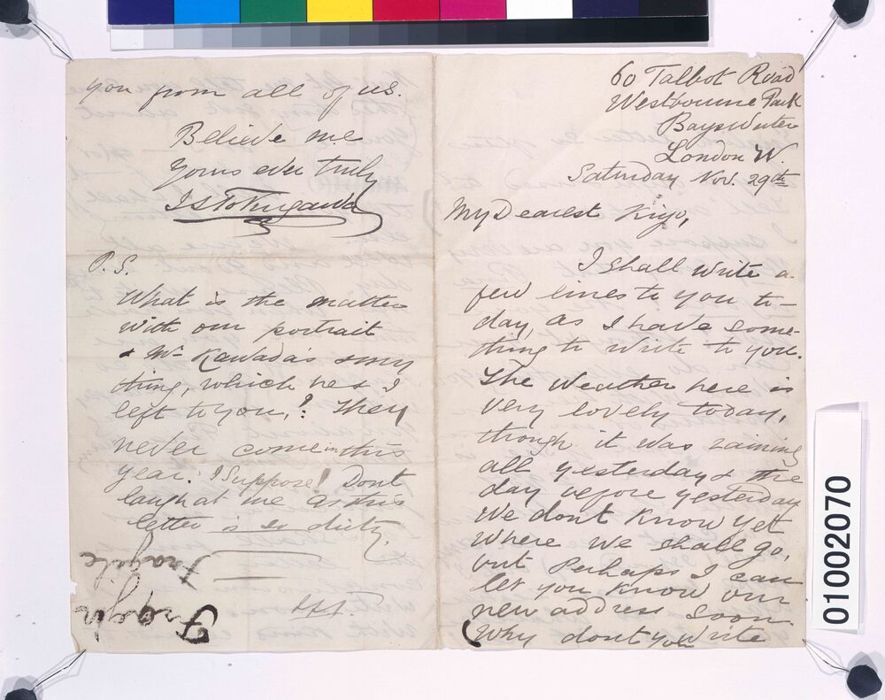 作品画像：川村清雄宛書簡（ティナの退去につき）