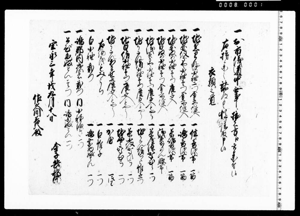 作品画像：お市持参諸道具衣類之覚