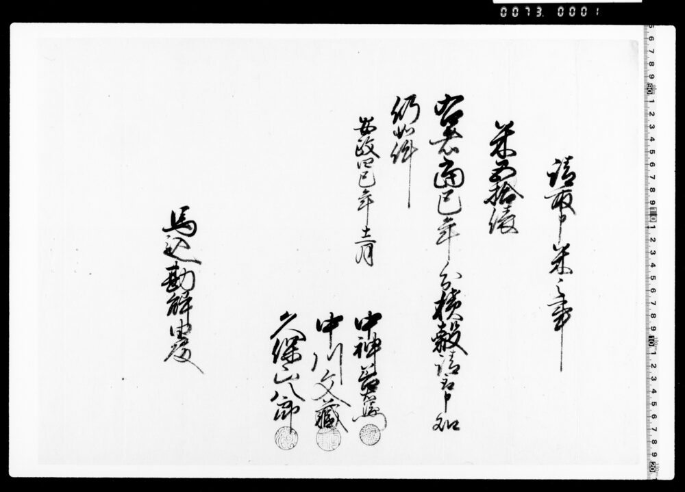 作品画像：請取申米之事(当巳年分積穀米五拾俵請取証文)