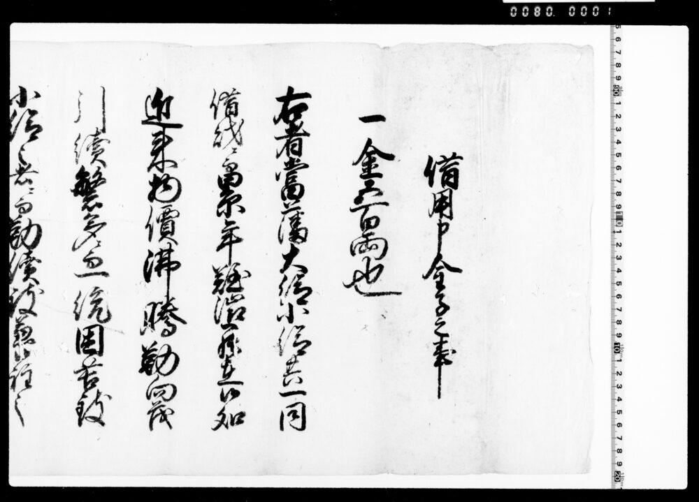 作品画像：借用申金子之事(戸田越前守家中救助ニ付金五百両借用)