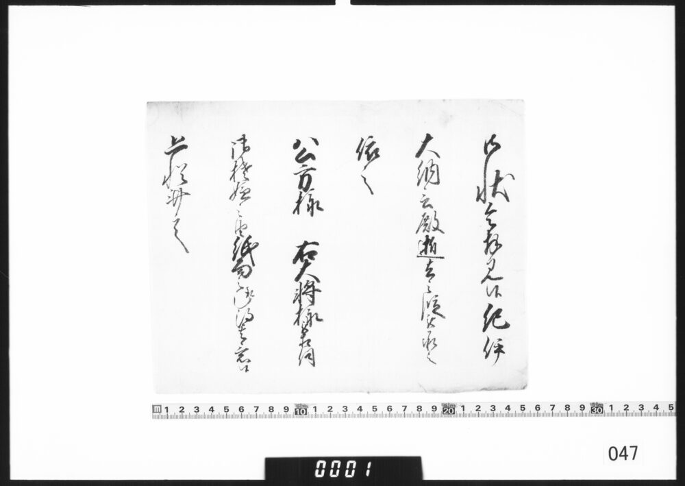 奉書断簡(紀州大納言逝去につき)
