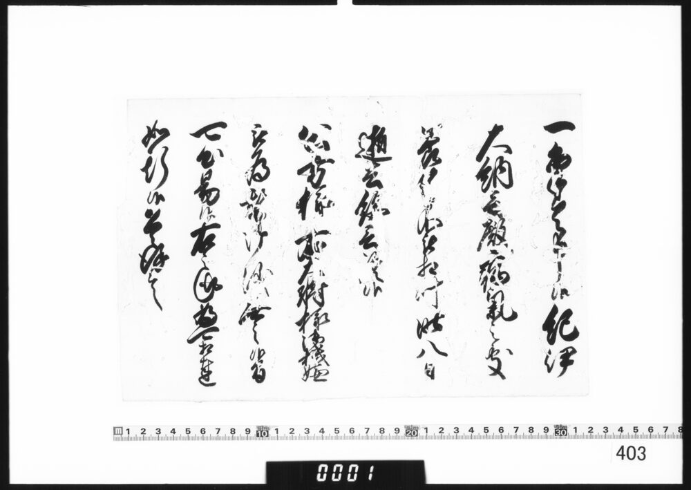 奉書断簡(紀伊大納言逝去につき)