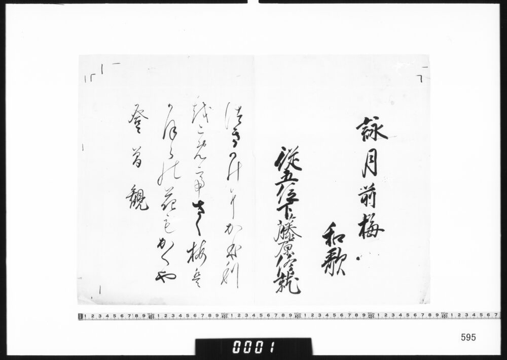 作品画像：和歌懐紙(詠月前梅)