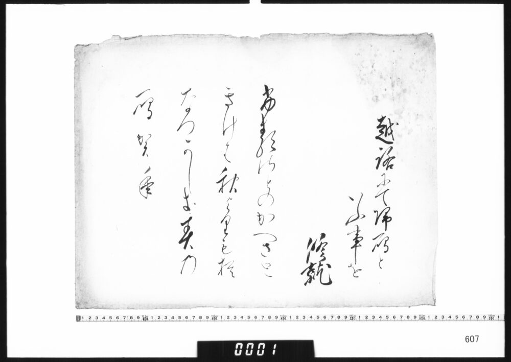 作品画像：和歌懐紙(越路にて帰雁といふ事を)