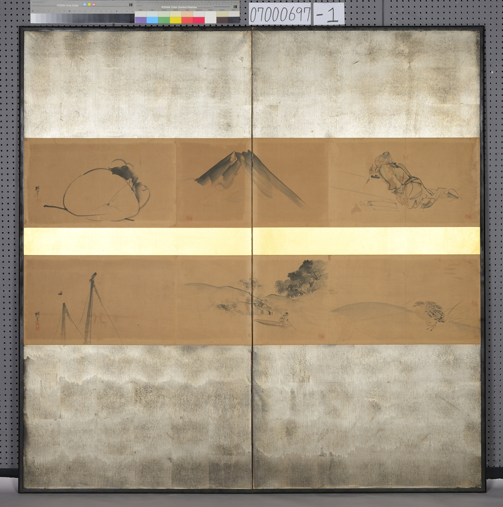 金銀地貼交絵屏風