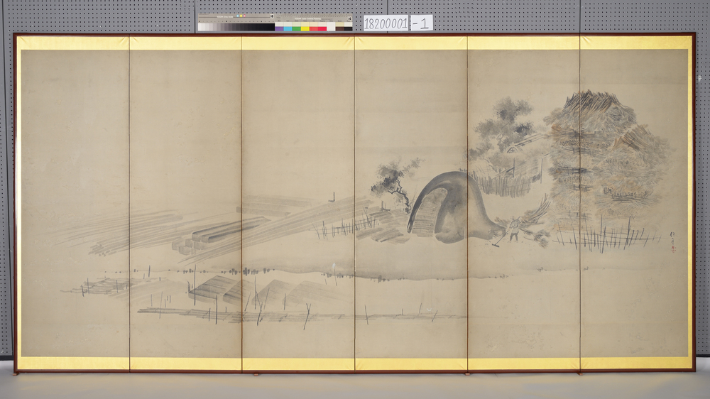 隅田川窯場図屏風（右隻）