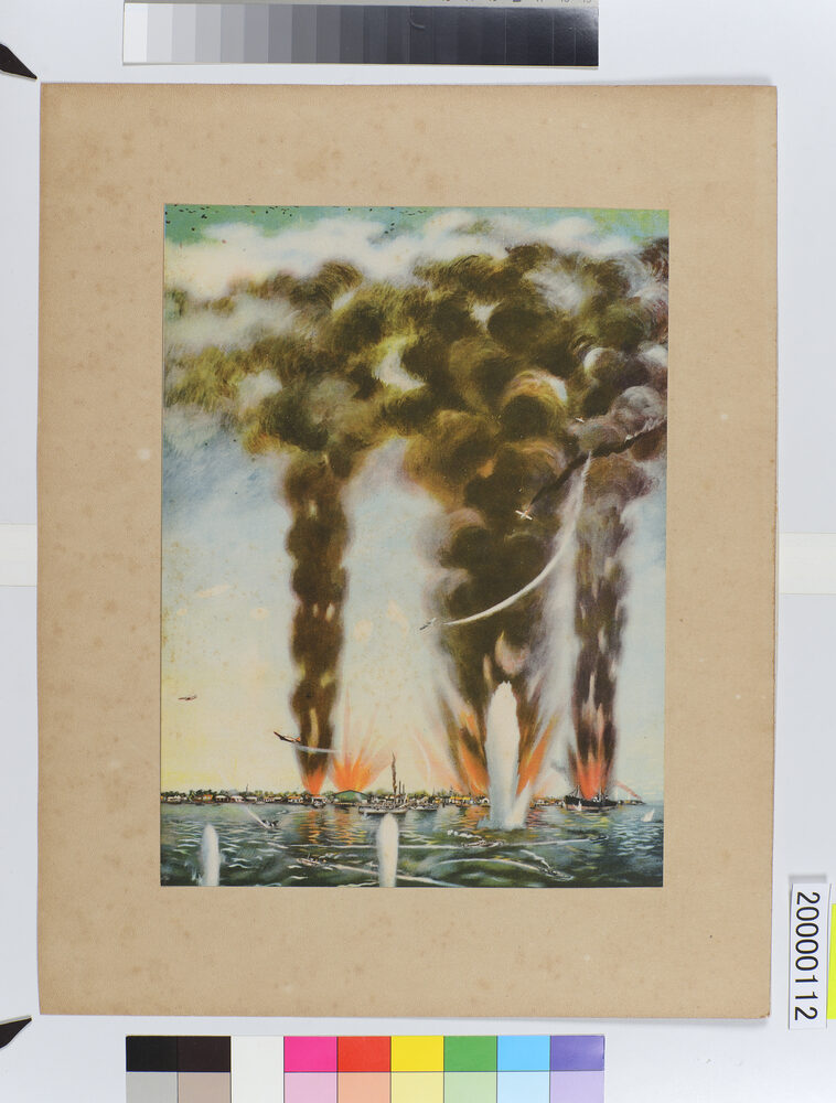 作品画像：大東亜戦争海軍美術　キャビテ攻撃