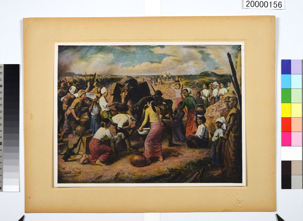 作品画像：大東亜戦争陸軍作戦記録画　(21)　マンダレー入城とビルマ人の協力