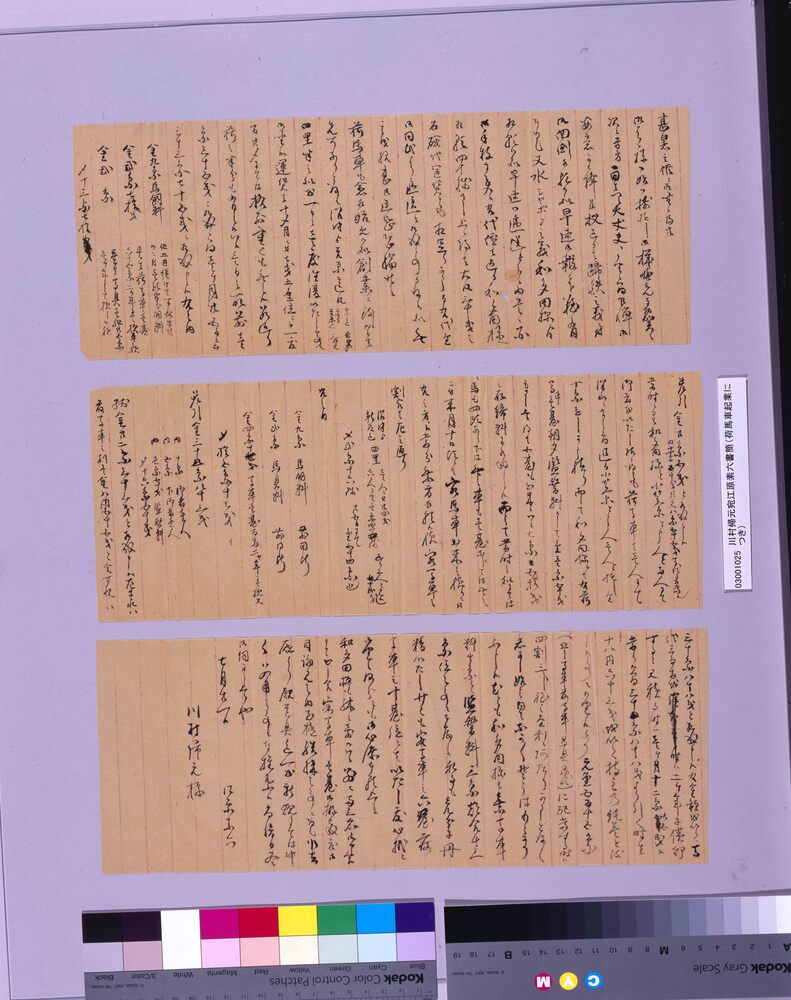 作品画像：川村帰元宛書簡(荷馬車起業につき報告)